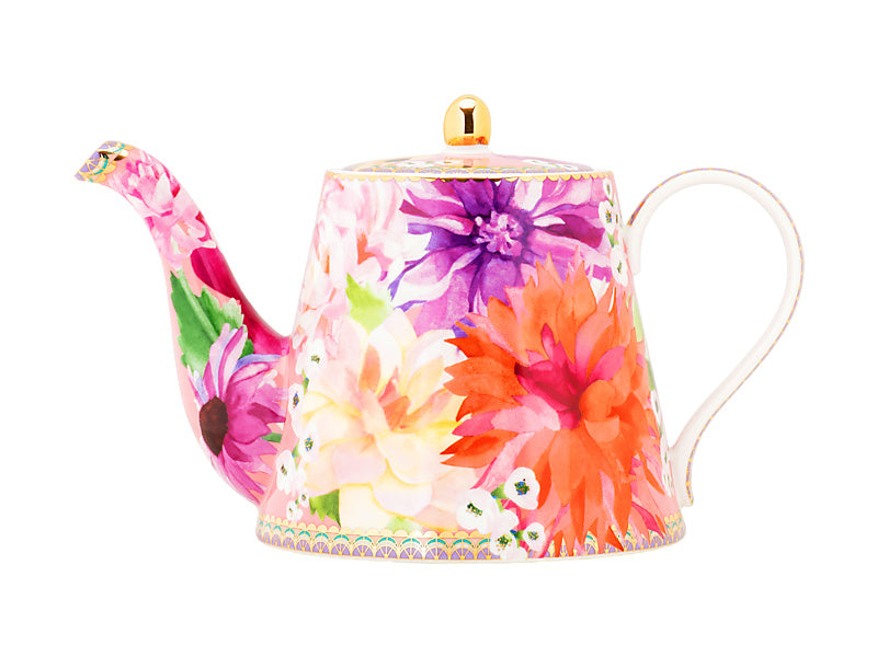 Teas & C's Dahlia Daze Teapot With Infuser 1lt Pink Gift Boxed
