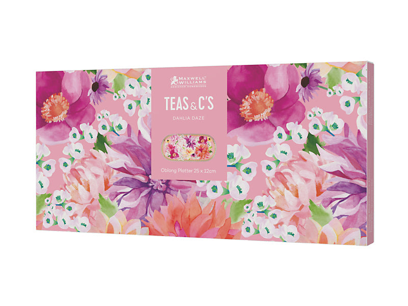 Teas & C's Dahlia Daze Platter 25x12cm Pink Gift Boxed