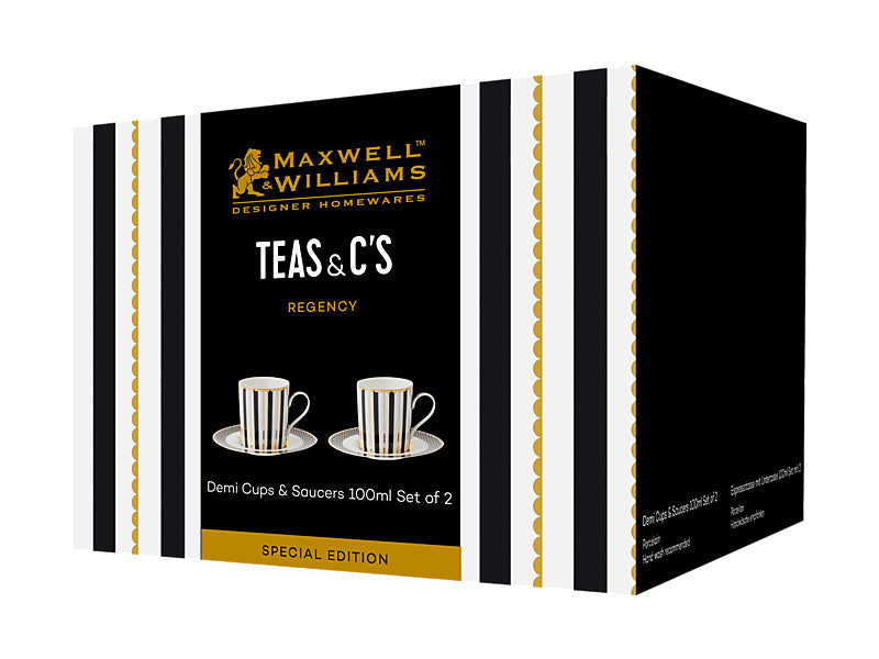 Teas & C's Regency Demi Cup & Saucer Set of 2 Gift Boxed