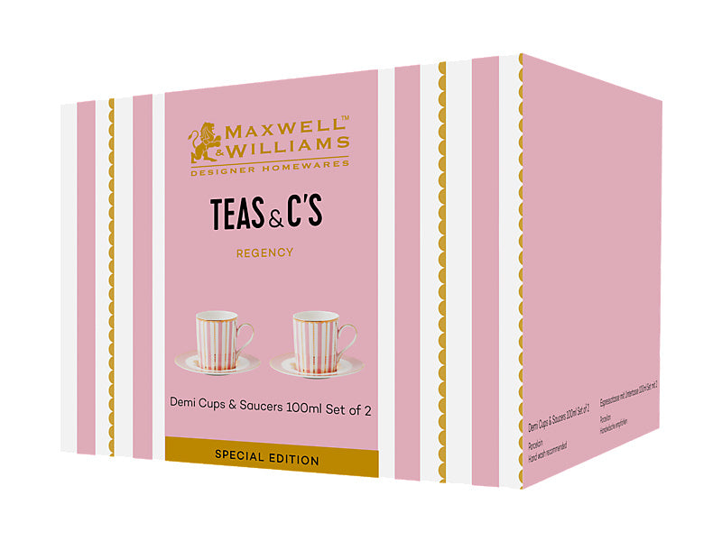 Teas & C's Regency Demi Cup & Saucer Set of 2 Gift Boxed