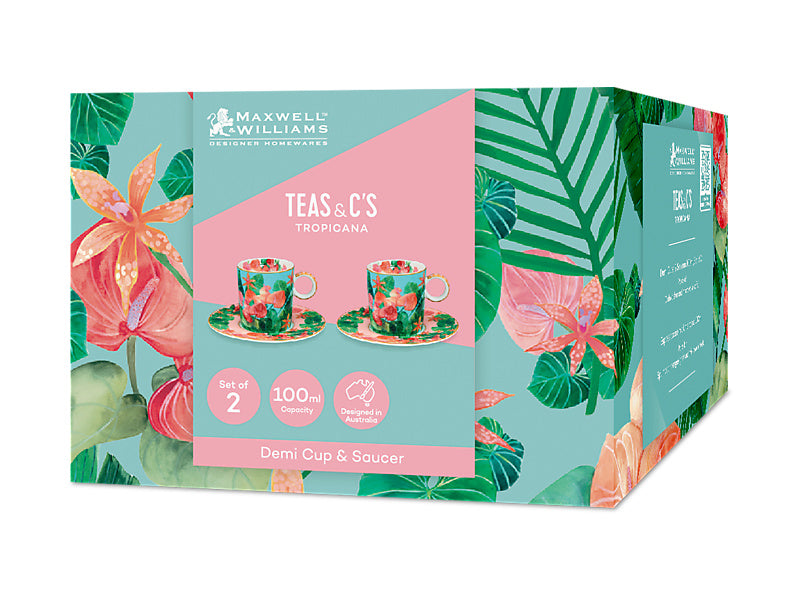 Teas & C's Tropicana Demi Cup & Saucer Set of 2 Gift Boxed