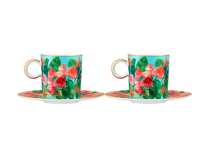 Teas & C's Tropicana Demi Cup & Saucer Set of 2 Gift Boxed