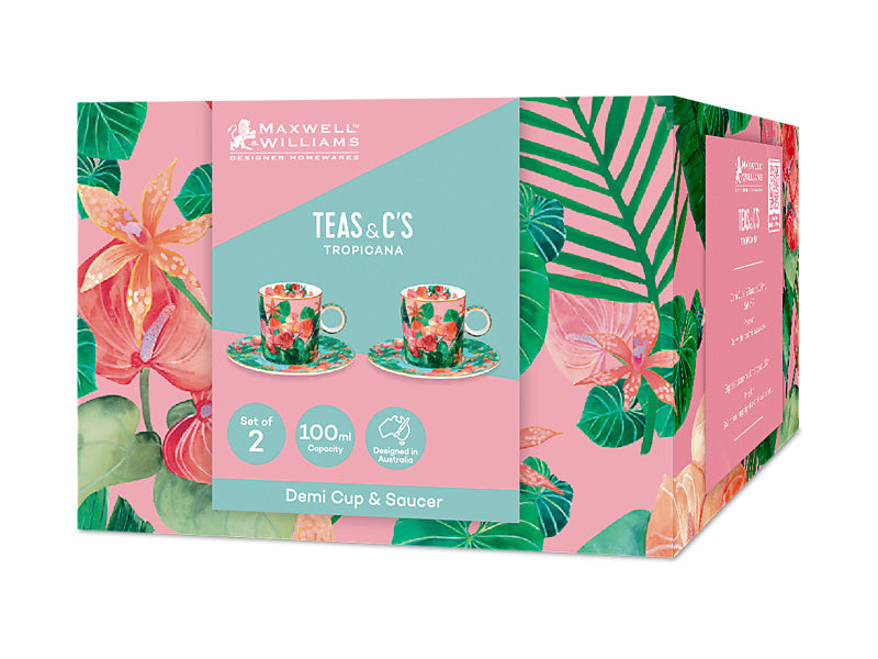 Teas & C's Tropicana Demi Cup & Saucer Set of 2 Gift Boxed