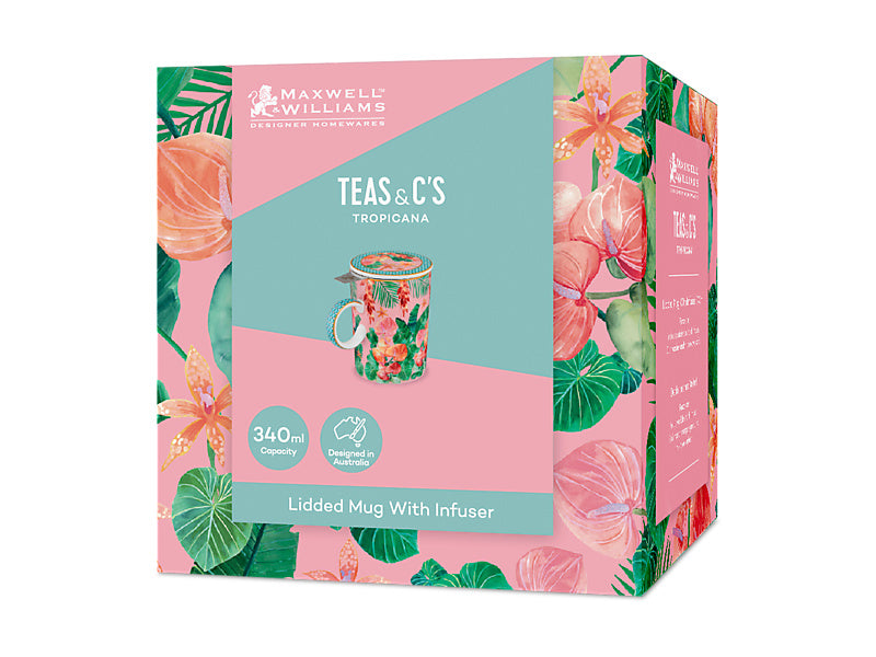 Teas & C's Tropicana Lidded Mug With Infuser Gift Boxed