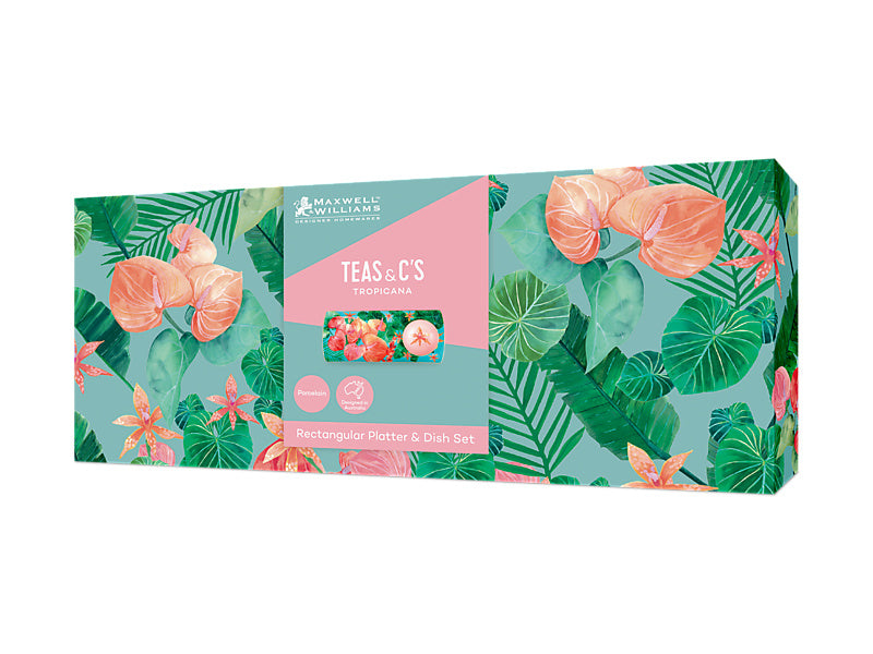 Teas & C's Tropicana Large Rectangular Platter & Dish Set Gift Boxed