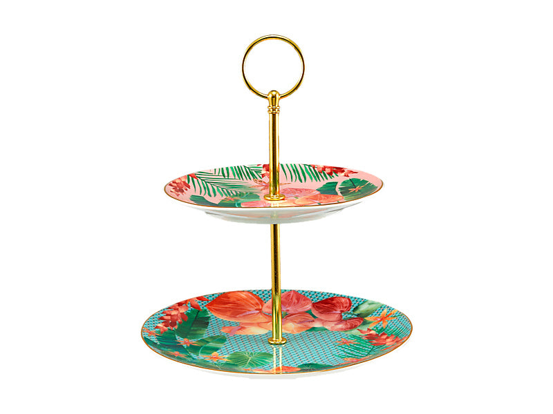 Teas & C's Tropicana 2 Tiered Cake Stand Gift Boxed