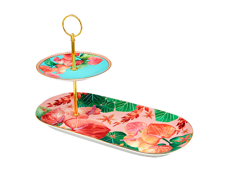 Teas & C's Tropicana 2 Tiered Entertaining Set Gift Boxed