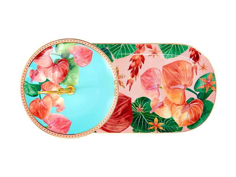 Teas & C's Tropicana 2 Tiered Entertaining Set Gift Boxed