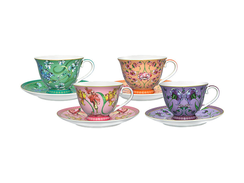 Estelle Michaelides Mystique Tall Cup & Saucer Set of 4 Assorted Gift Boxed