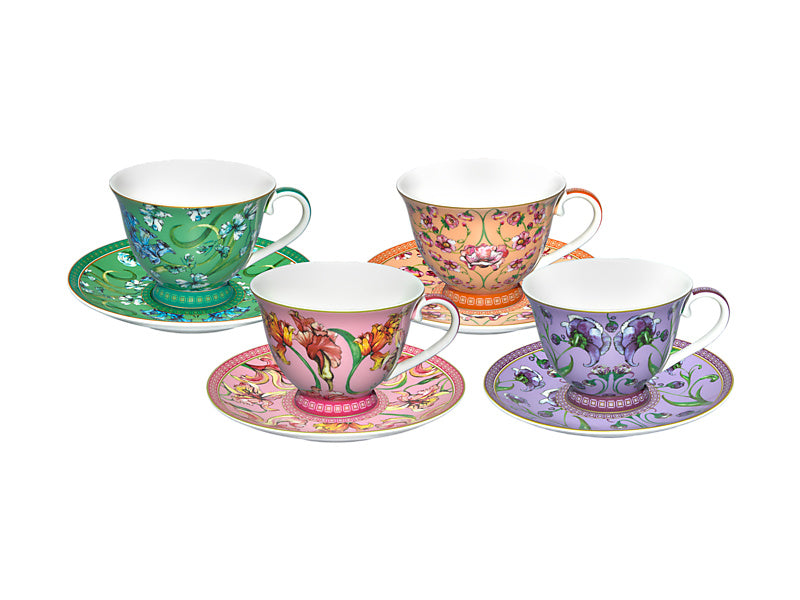 Estelle Michaelides Mystique Tall Cup & Saucer Set of 4 Assorted Gift Boxed
