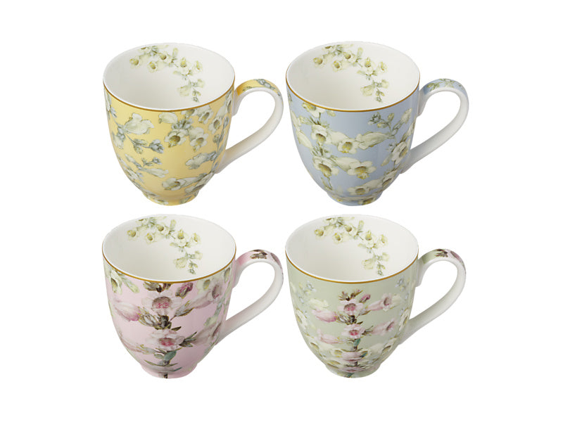 Royal Botanic Gardens Foxglove Coupe Mug Set of 4 Assorted Gift Boxed