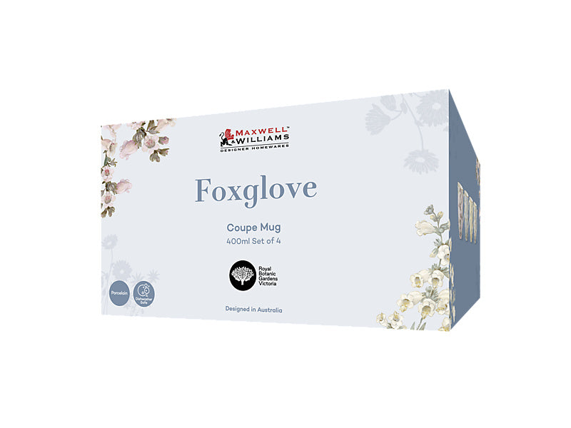 Royal Botanic Gardens Foxglove Coupe Mug Set of 4 Assorted Gift Boxed