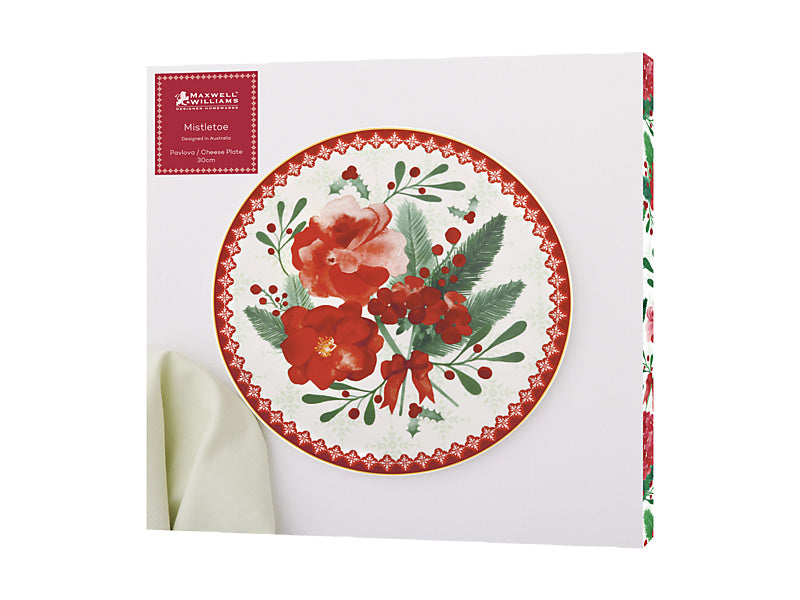 Mistletoe Pavlova/Cheese Plate 30cm Gift Boxed