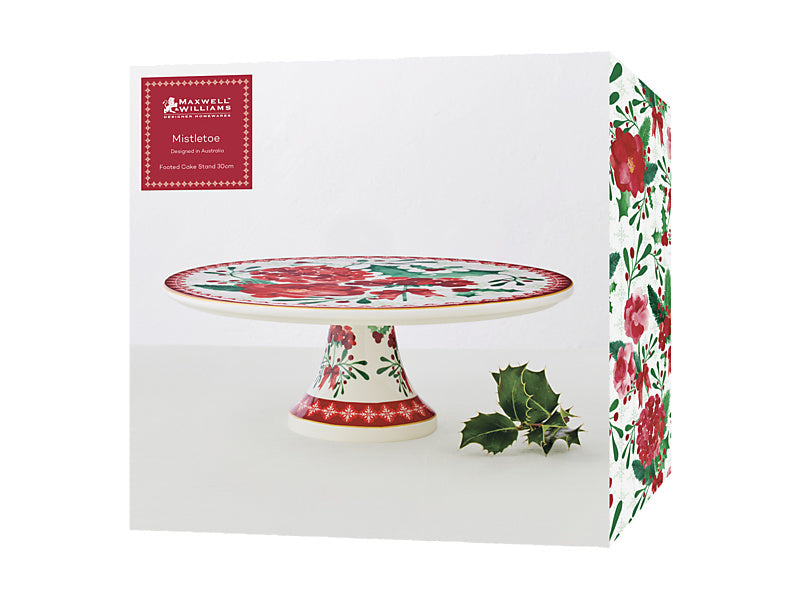 Mistletoe Footed Cake Stand 30cm Gift Boxed