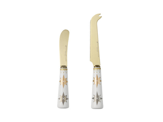 White Christmas Spreader & Cheese Knife Set Gift Boxed