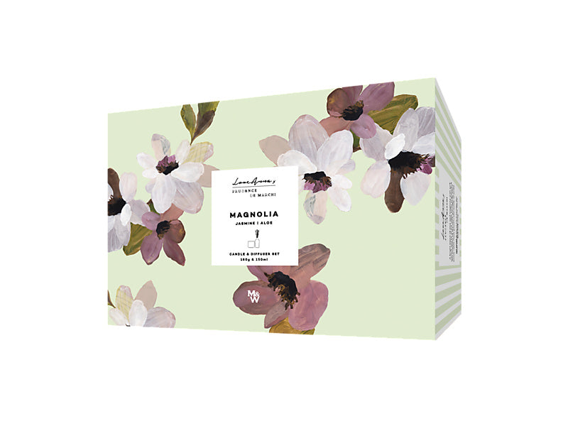 Prudence De Marchi Magnolia 180g Candle & Dif Set Gift Boxed