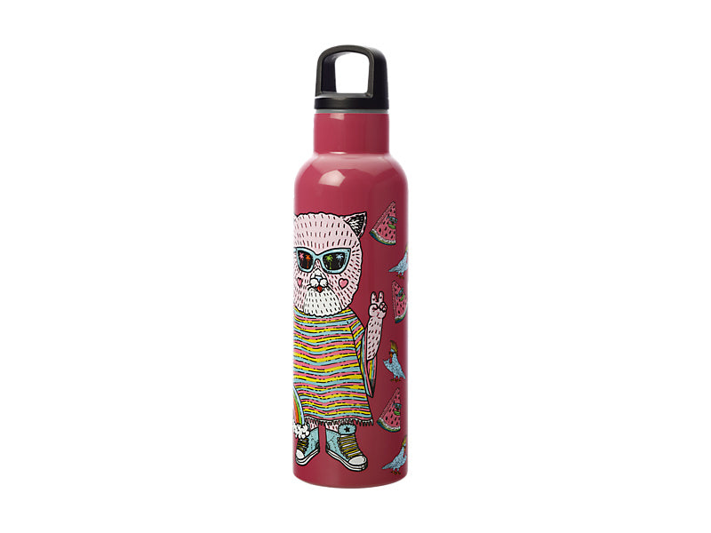 Mulga the Artist Double Wall Insulated Bottle 600ML Cat