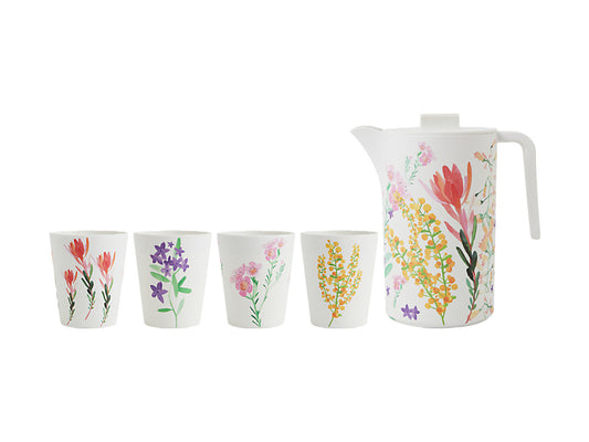 Wildflowers Bamboo Jug & Tumbler 5 Piece Set Gift Boxed