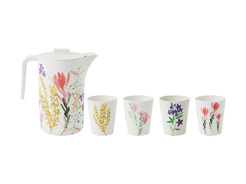 Wildflowers Bamboo Jug & Tumbler 5 Piece Set Gift Boxed