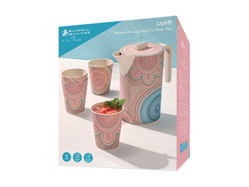 Lou Martin Uplift Melamine Jug And Tumbler Set of 5 Gift Boxed