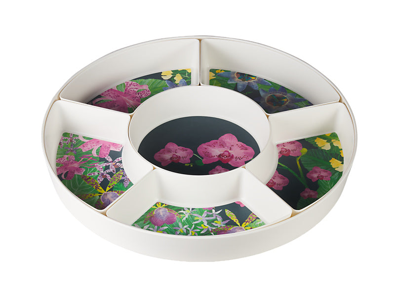 Tropical Twilight Melamine 7pc Divided Platter Set Gift Boxed