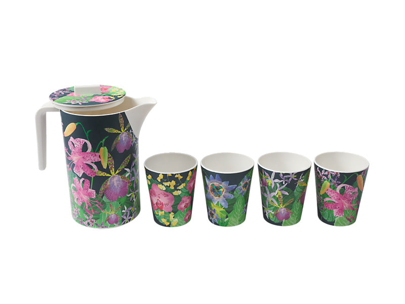 Tropical Twilight Melamine Jug And Tumbler Set of 5 Gift Boxed