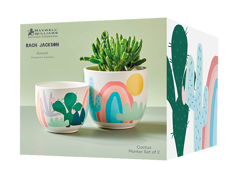 Rach Jackson Sunset Planter Set of 2 Cactus Gift Boxed