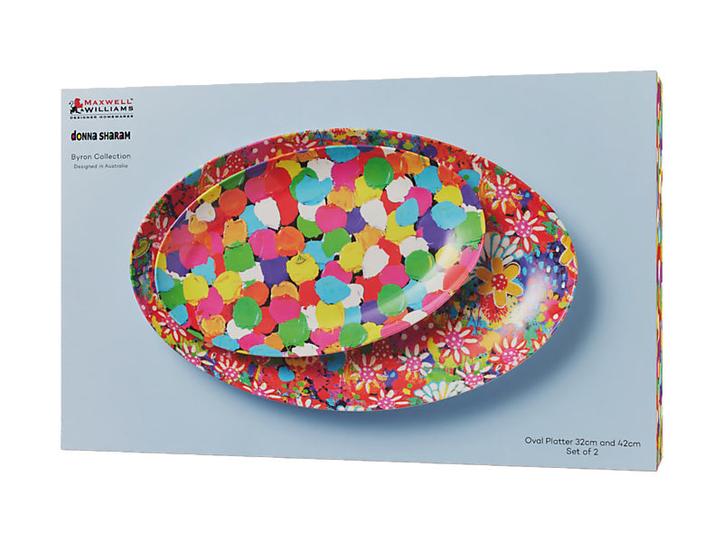 Donna Sharam Byron Melamine Oval Platter Assorted Set of 2 Gift Boxed