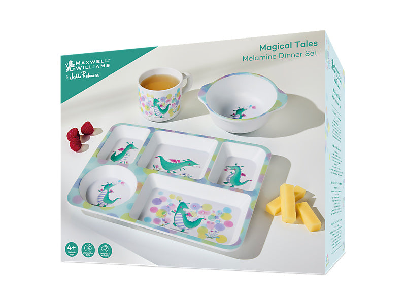 Jedda Robaard Magical Tales Melamine 3pc Dinner Set Dragon Gift Boxed