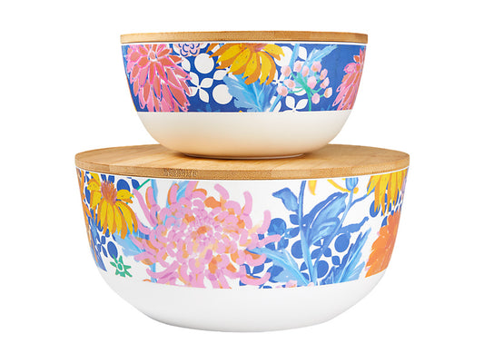 Sunburst Melamine Nested Bowls Set of 2 Gift Boxed