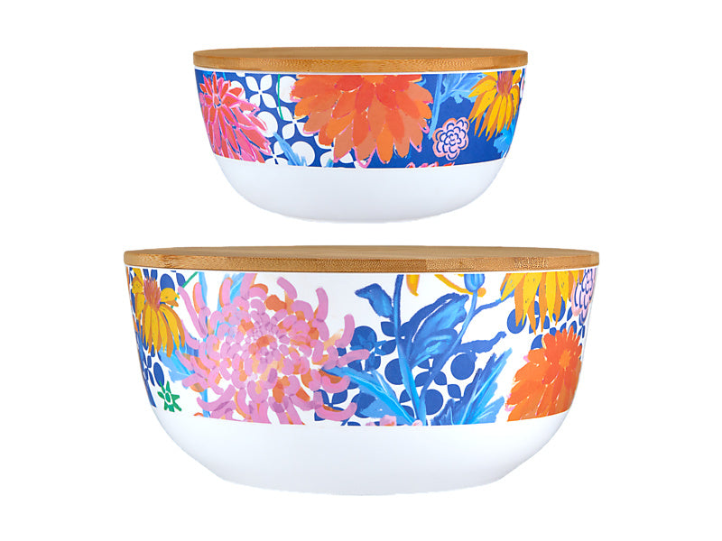 Sunburst Melamine Nested Bowls Set of 2 Gift Boxed