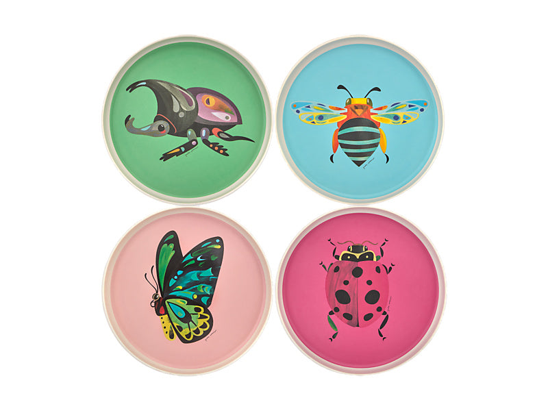 Pete Cromer Garden Party Melamine Dinner Plates Set of 4 Assorted Gift Boxed