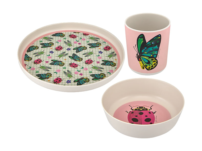 Pete Cromer Garden Party Kids Melamine 3pc Dinner Set Gift Boxed