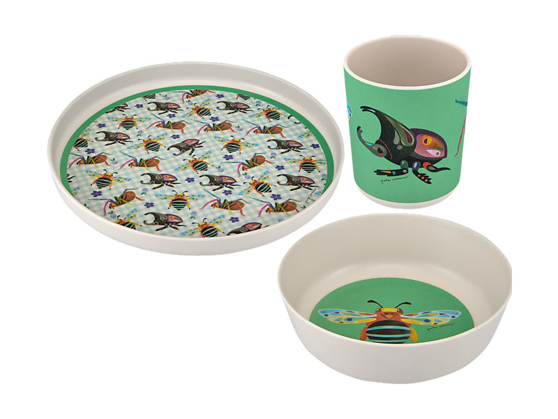 Pete Cromer Garden Party Kids Melamine 3pc Dinner Set Gift Boxed