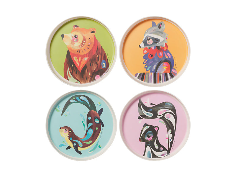 Pete Cromer Woodland Creatures Melamine Plates Set of 4 Assorted Gift Boxed