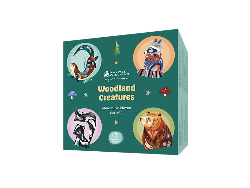 Pete Cromer Woodland Creatures Melamine Plates Set of 4 Assorted Gift Boxed