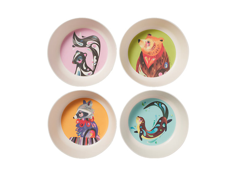 Pete Cromer Woodland Creatures Melamine Bowls Set of 4 Assorted Gift Boxed