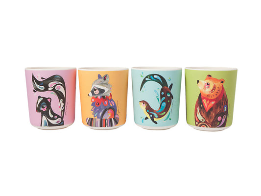 Pete Cromer Woodland Creatures Melamine Tumblers Set of 4 Assorted Gift Boxed