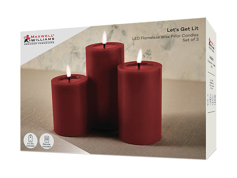 Let's Get Lit LED Flameless Candle Set of 3 Cherry Gift Boxed