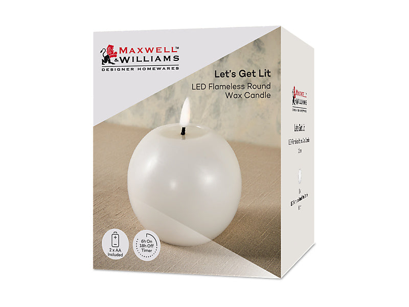 Let's Get Lit LED Flameless Round Candle Natural Gift Boxed