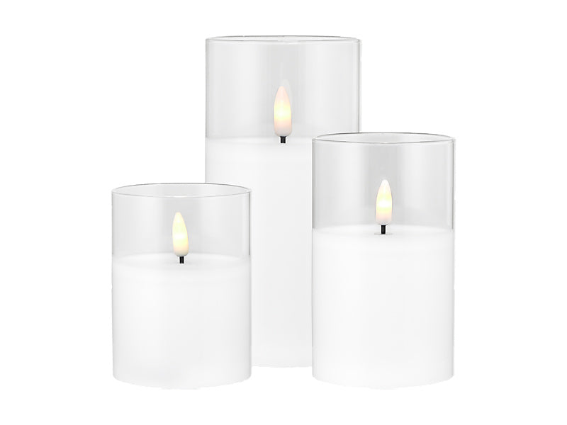 Let's Get Lit LED Flameless Candle Glass Hurricane Set of 3 Gift Boxed