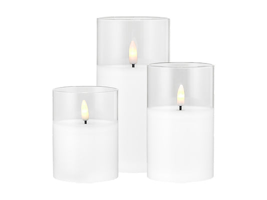 Let's Get Lit LED Flameless Candle Glass Hurricane Set of 3 Gift Boxed