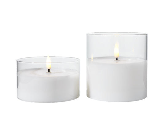 Let's Get Lit LED Flameless Candle Glass Hurricane Clear Set of 2 Gift Boxed