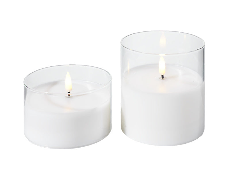 Let's Get Lit LED Flameless Candle Glass Hurricane Clear Set of 2 Gift Boxed