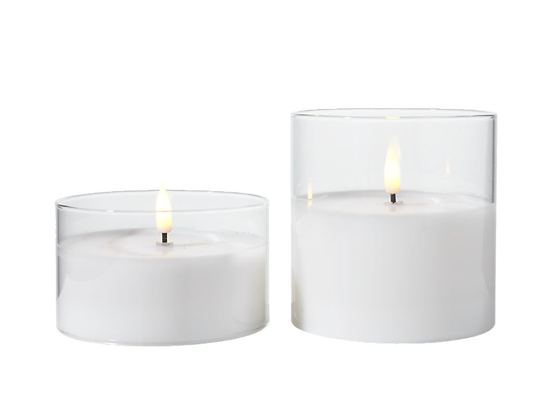 Let's Get Lit LED Flameless Candle Glass Hurricane Clear Set of 2 Gift Boxed