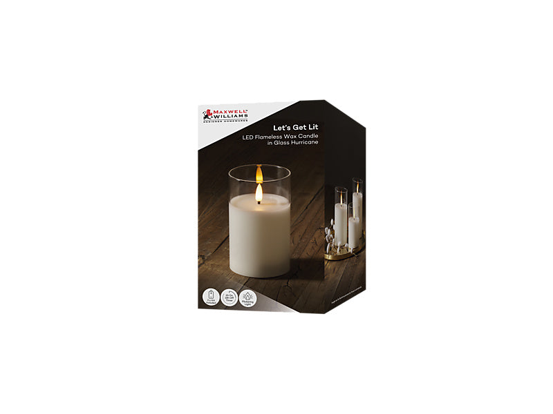 Let's Get Lit LED Flameless Candle Glass Hurricane Gift Boxed