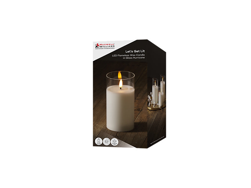 Let's Get Lit LED Flameless Candle Glass Hurricane Gift Boxed