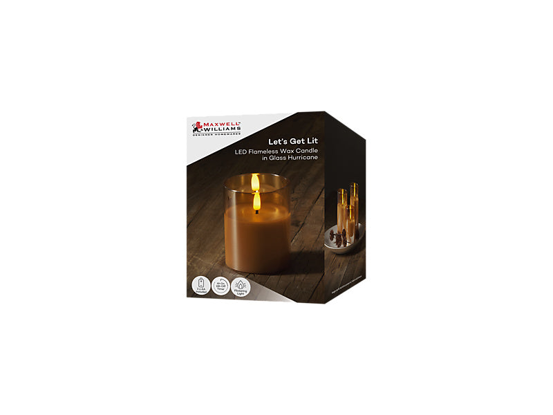 Let's Get Lit LED Flameless Candle Glass Hurricane Gift Boxed