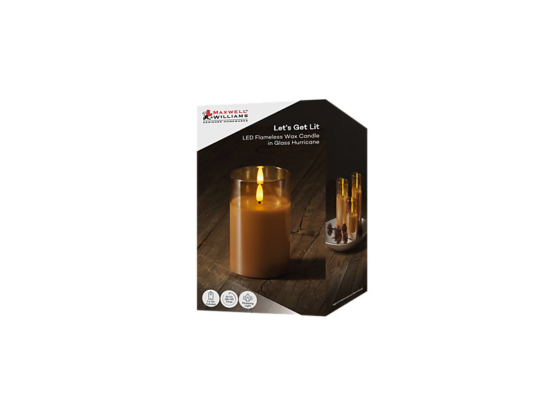 Let's Get Lit LED Flameless Candle Glass Hurricane Gift Boxed