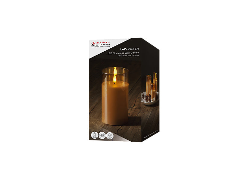 Let's Get Lit LED Flameless Candle Glass Hurricane Gift Boxed
